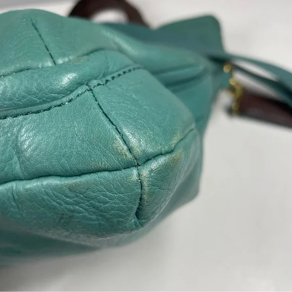 Fossil Fold Over Explorer Tote Bag Purse Teal Crossbody Handbag & Madison Wallet - Picture 9 of 10